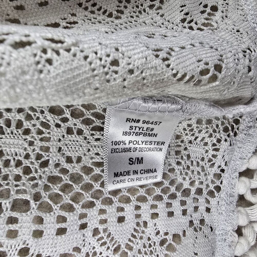 Angels Dmc Womens Lace Fringe White Crochet Vest Multicolor Embroidered Small - Picture 4 of 6